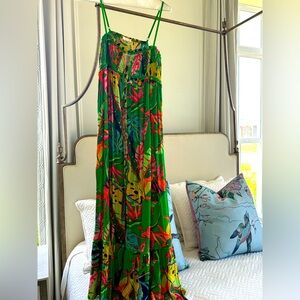 KARLIE Vibrant Green Floral Maxi Dress